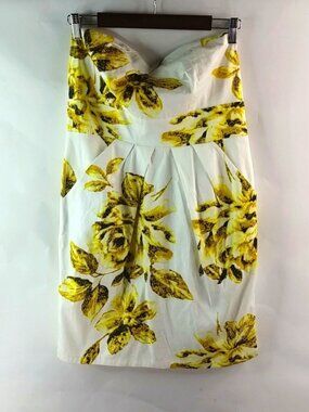 Jonathan Martin 12 Coquette Floral Lime on White Cotton Mini Dress